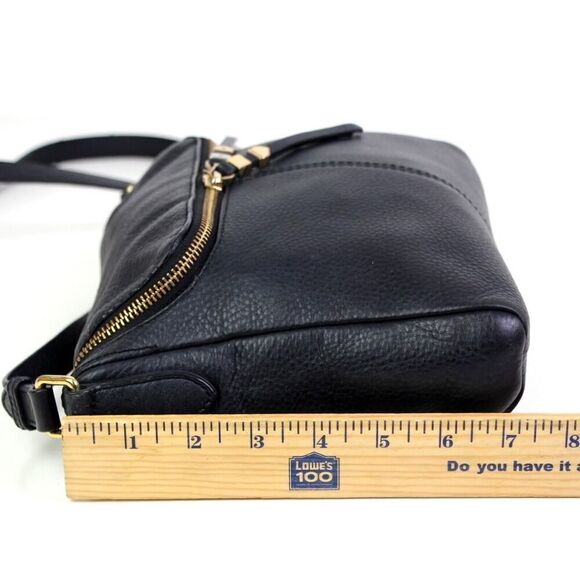 Vince Camuto PEBBLED BLACK REAL LEATHER ZIPPER SHOULDER BAG X-BODY HANDBAG PURSE - Picture 14 of 16